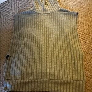 SHEIN Light Olive Ribbed Sleeveless Turtleneck Vest